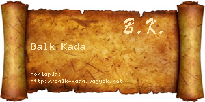 Balk Kada névjegykártya